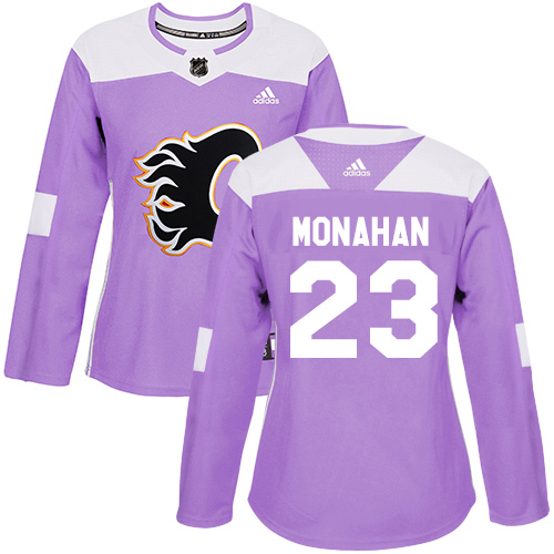 Adidas Flames #23 Sean Monahan Purple Authentic Fights Cancer Women's Stitched NHL Jersey - Click Image to Close